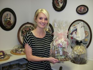 Kara Dudley with her wedding bouquet preservation