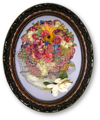 bridal bouquet preservation in brown frame