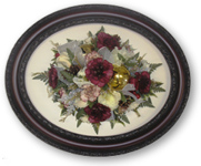 brown oval frame with funeral flower preservation