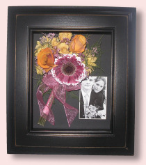 preserved wedding flowers in black shadowbox