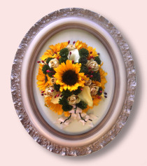 sunflowers in ornate frame
