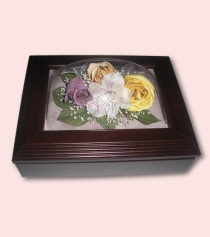 rosewood jewelry box with dried roses
