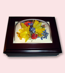 jewelry box with yellow flower preservation