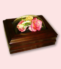 jewelry box with dried pink roses